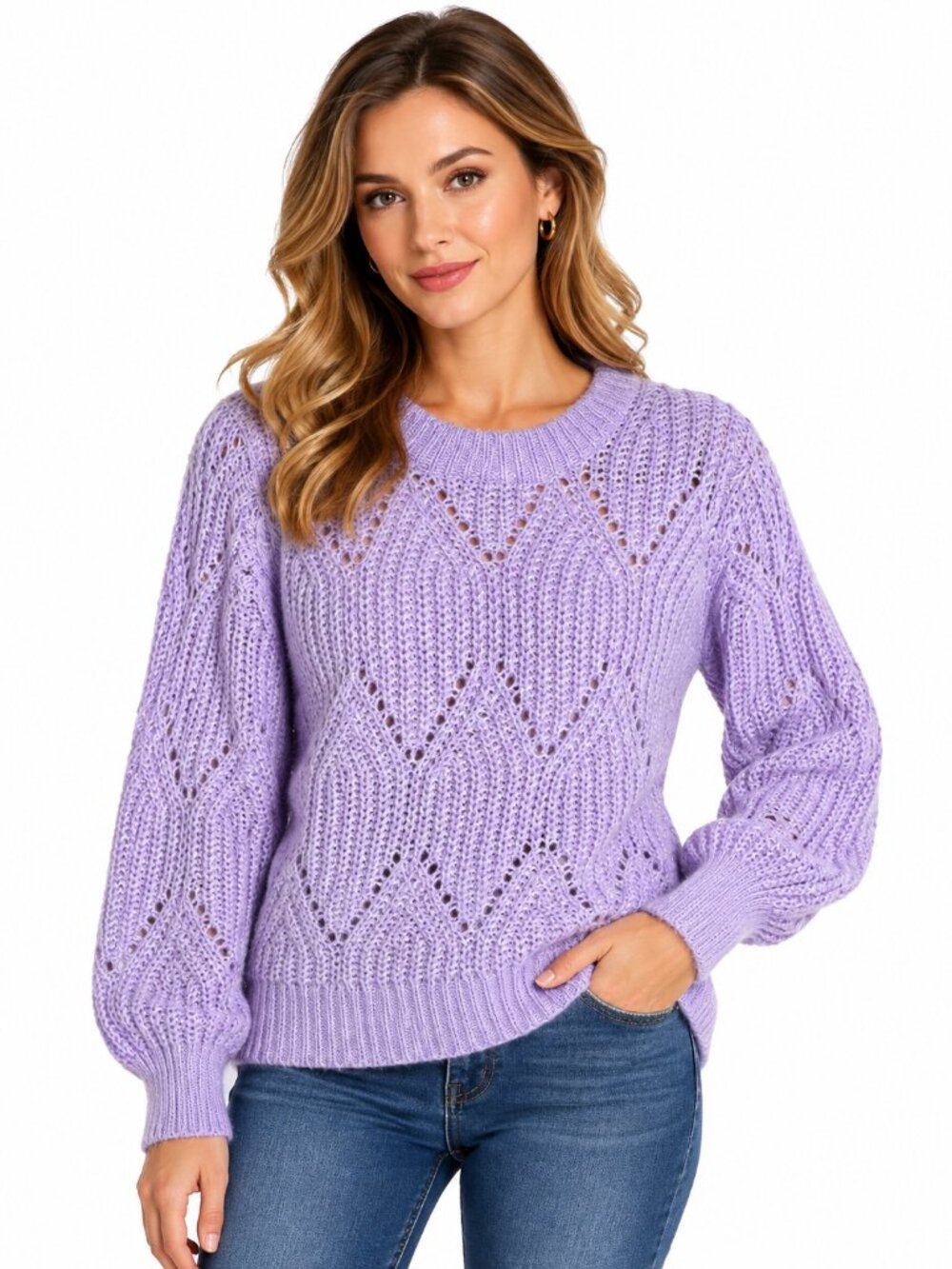 Abercrombie & Fitch Lavender Alpaca Wool Blend Open Knit Sweater Size S NWT